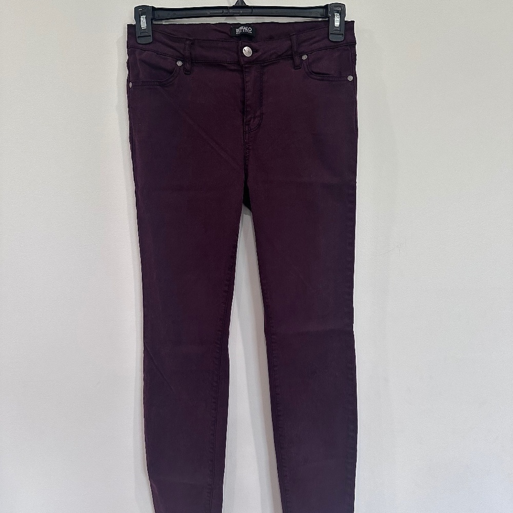 Buffalo David Bitton Royal Mid-Rise Stretch Skinny Burgundy Jeans - Size 10/30